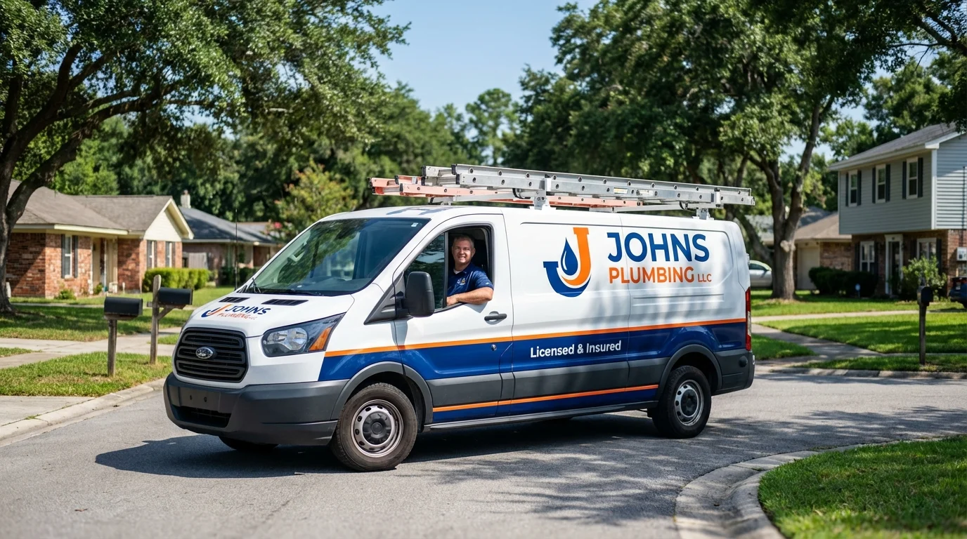 Johns Plumbing LLC service van in Sedgwick, KS